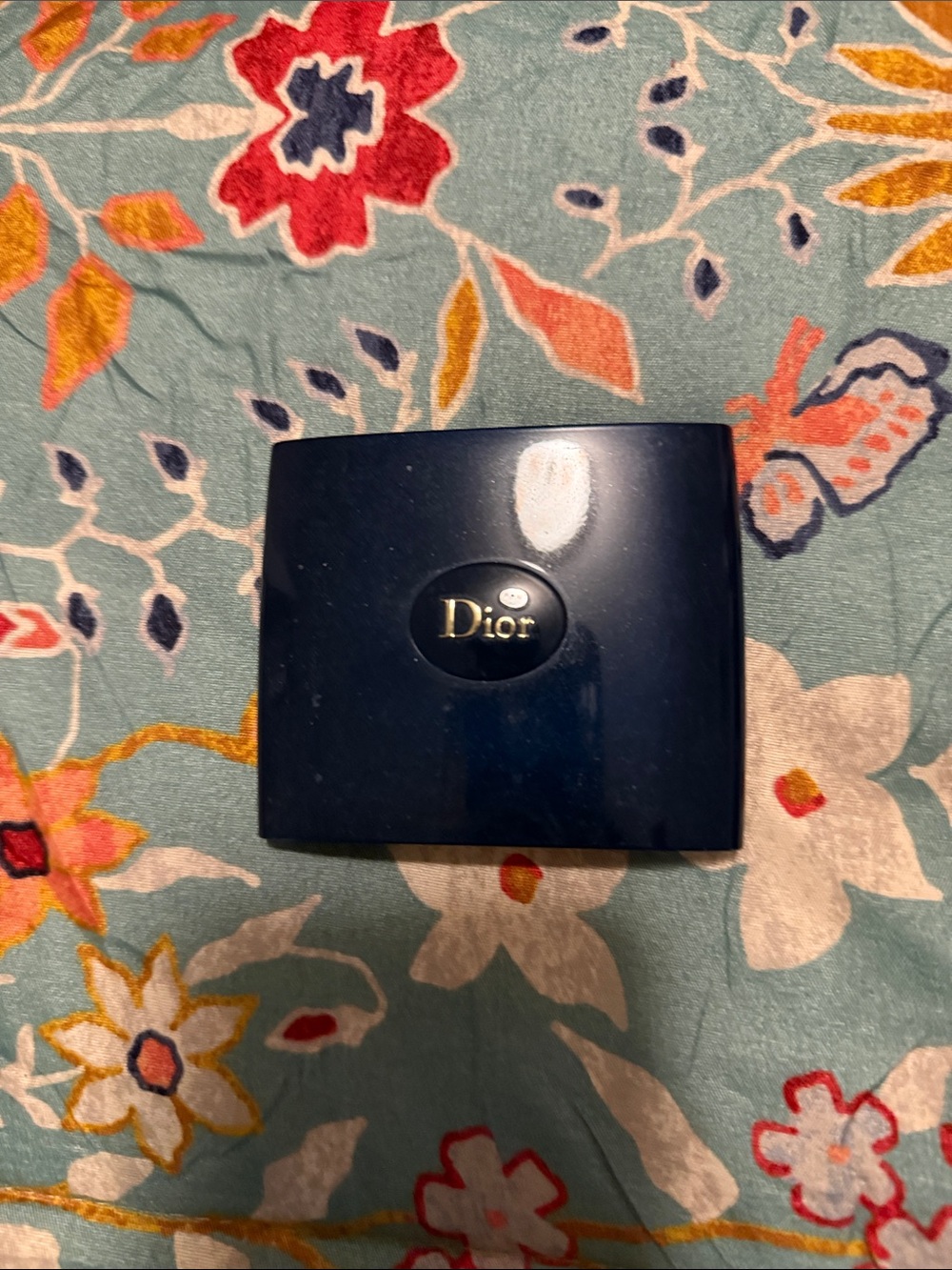 Dior Glossy Navy Blue Compact with Center Logo